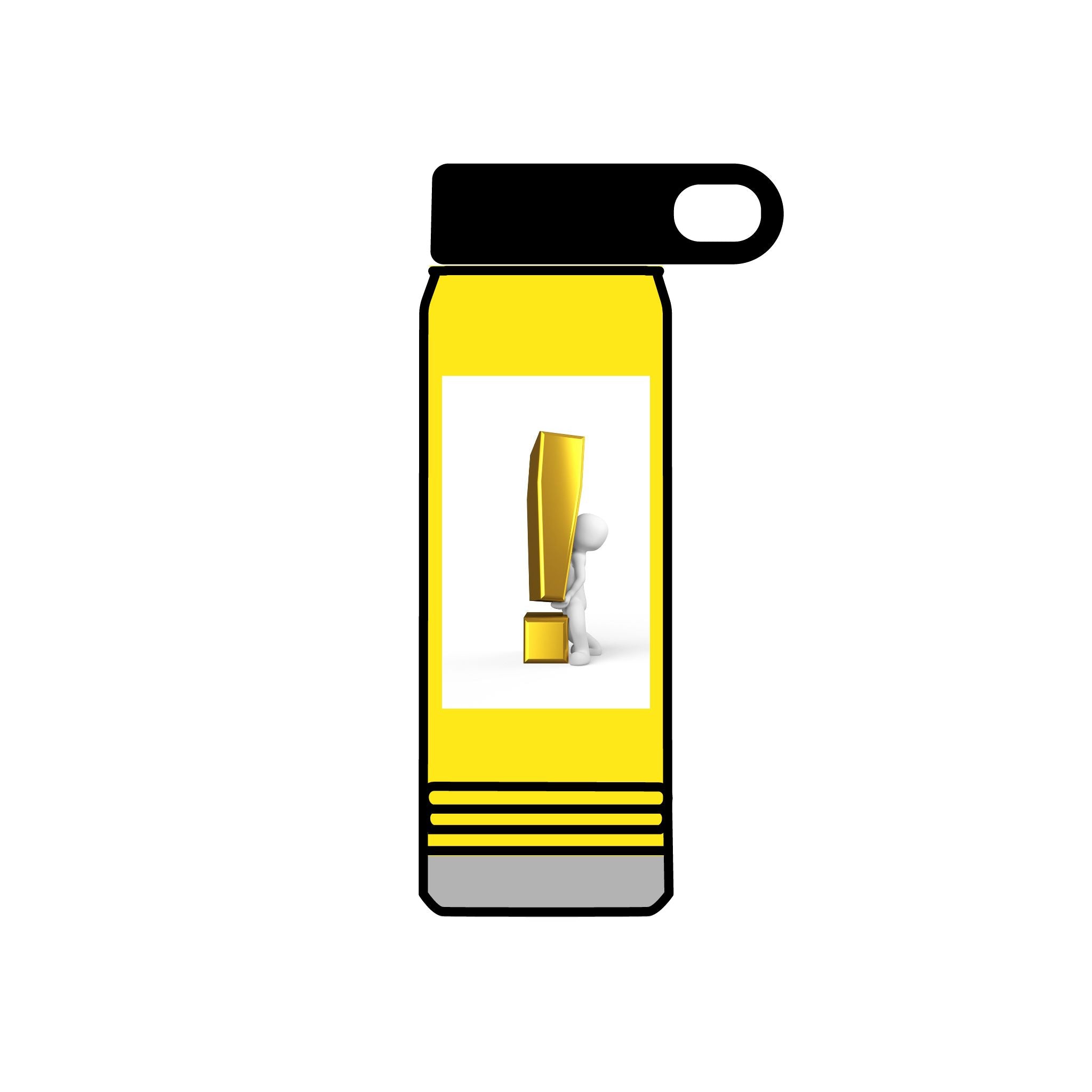 3D Person with Gold Exclamation Mark Water Bottle | 20oz Stainless Bottle