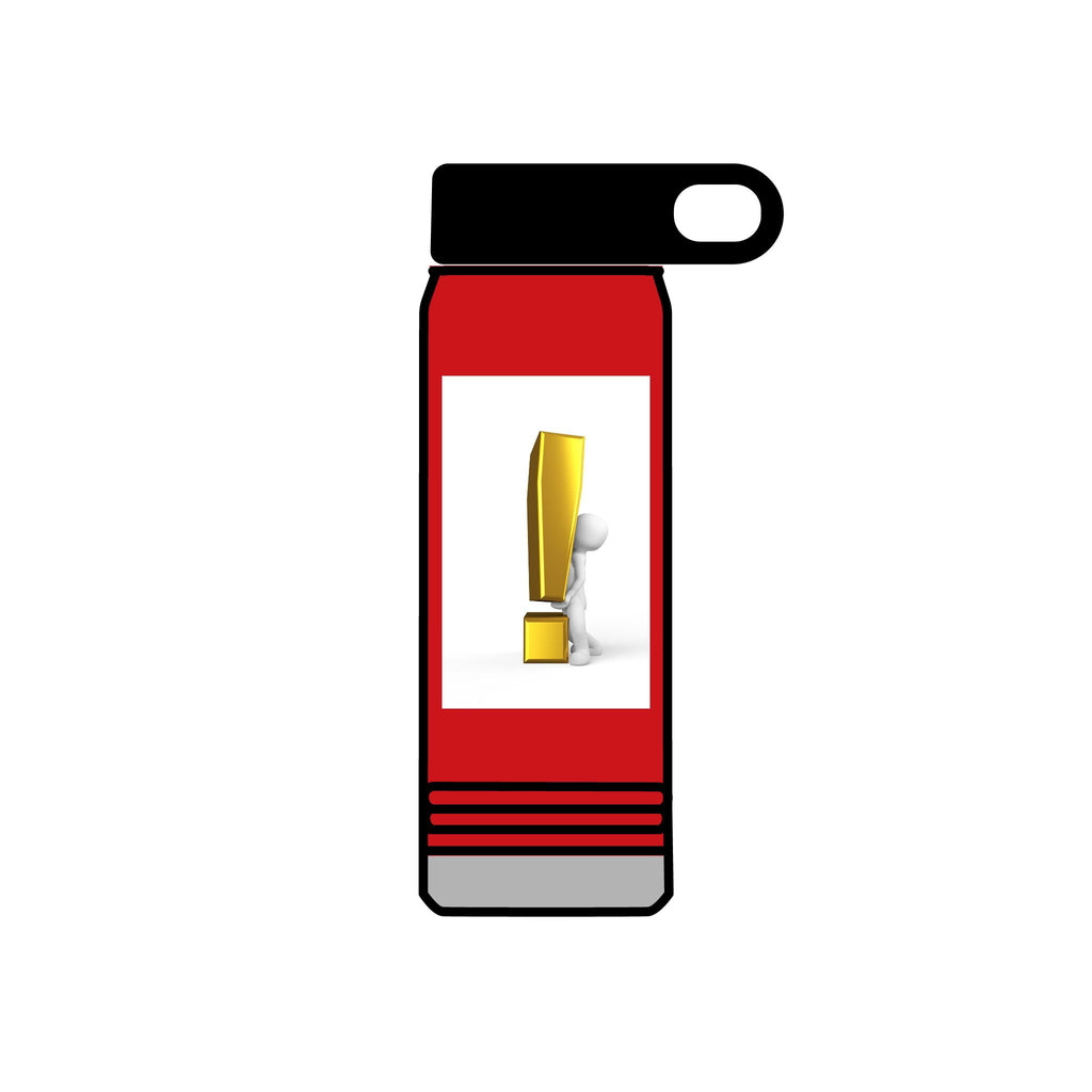 3D Person with Gold Exclamation Mark Water Bottle | 20oz Stainless Bottle