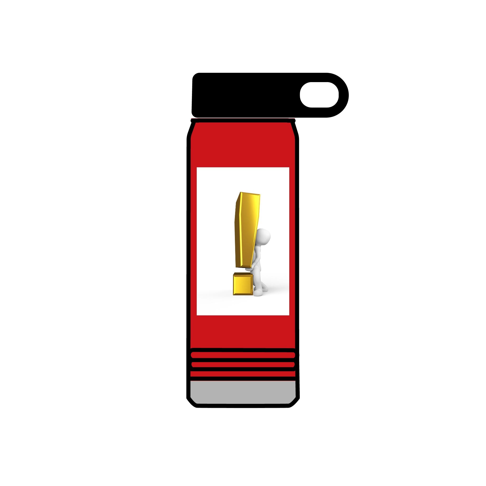 3D Person with Gold Exclamation Mark Water Bottle | 20oz Stainless Bottle