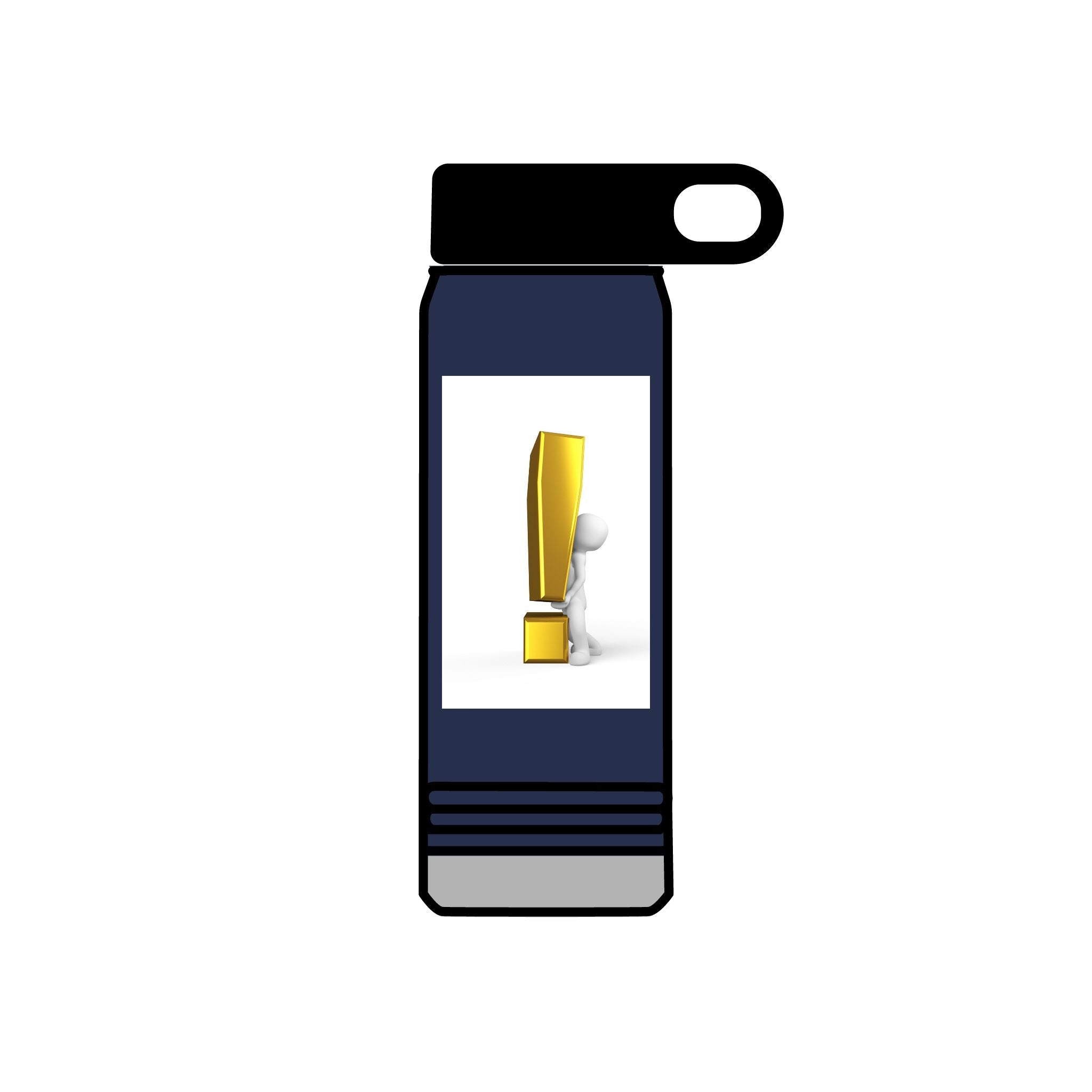 3D Person with Gold Exclamation Mark Water Bottle | 20oz Stainless Bottle