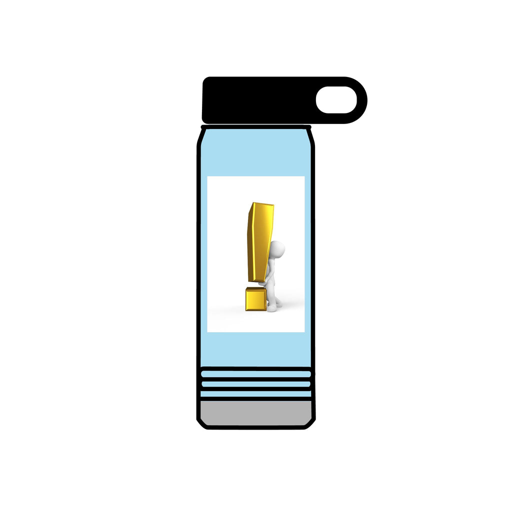 3D Person with Gold Exclamation Mark Water Bottle | 20oz Stainless Bottle