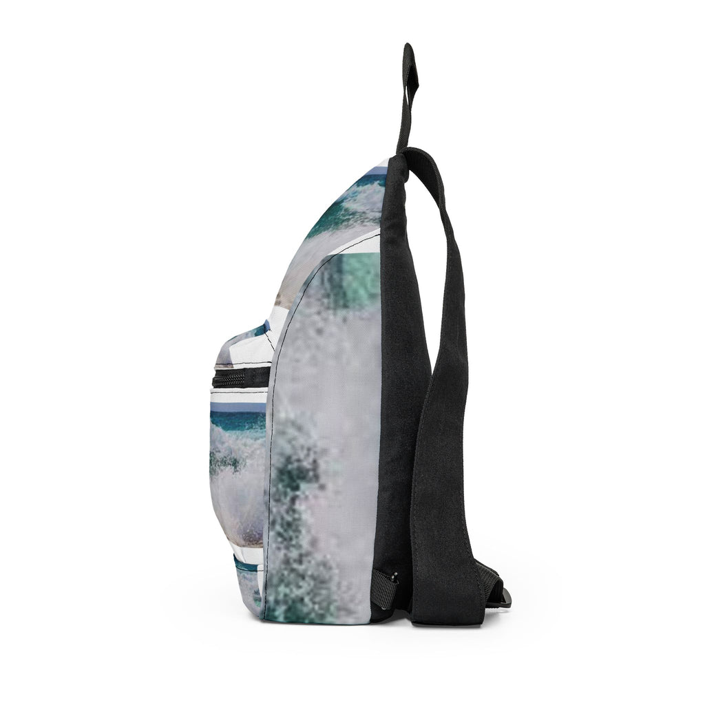 Ocean Wave Pattern Sling Bag | Beachy Watercolor Waves Crossbody