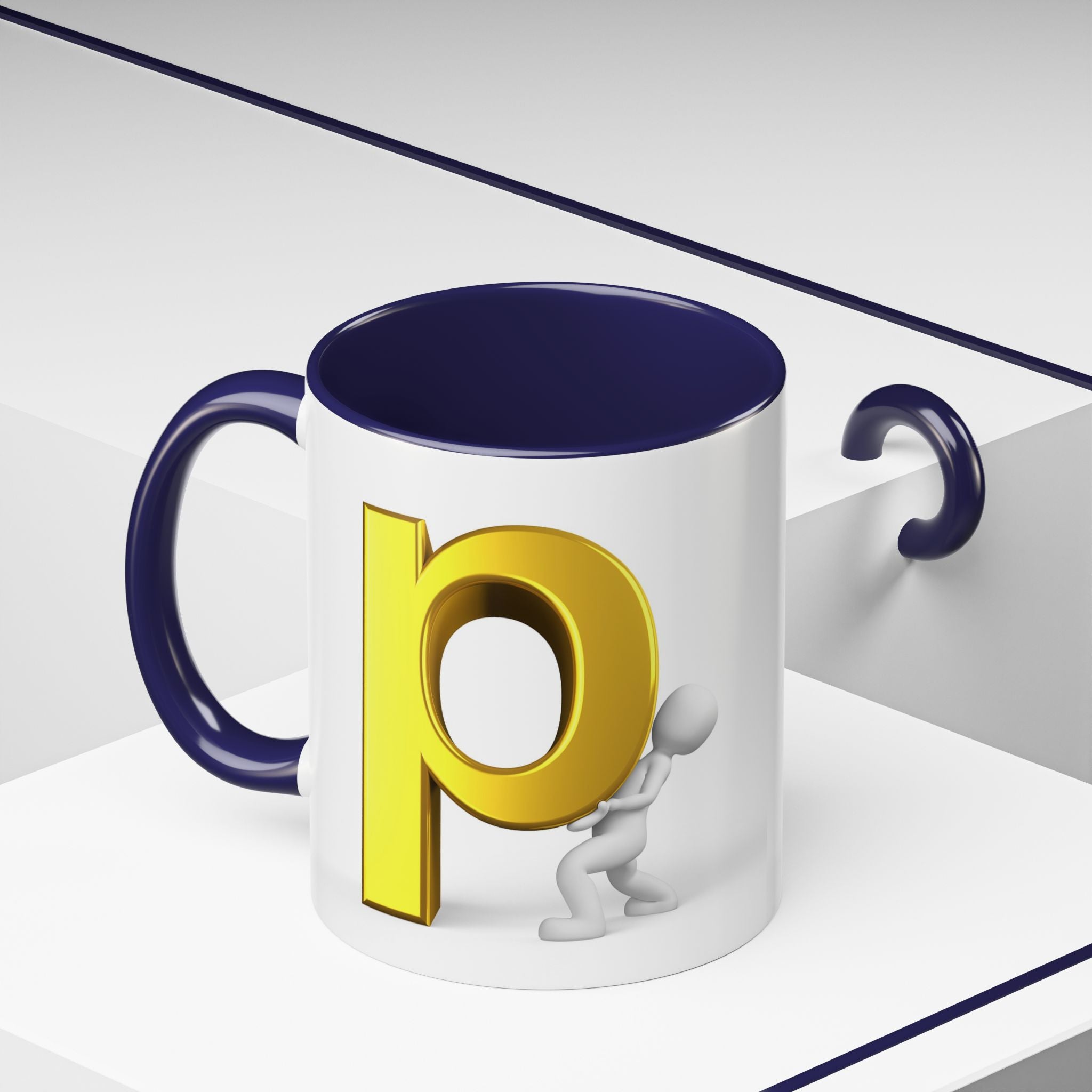 Tasse à café 3D lettre P | Tasse à anse colorée 325 ml ou 443 ml