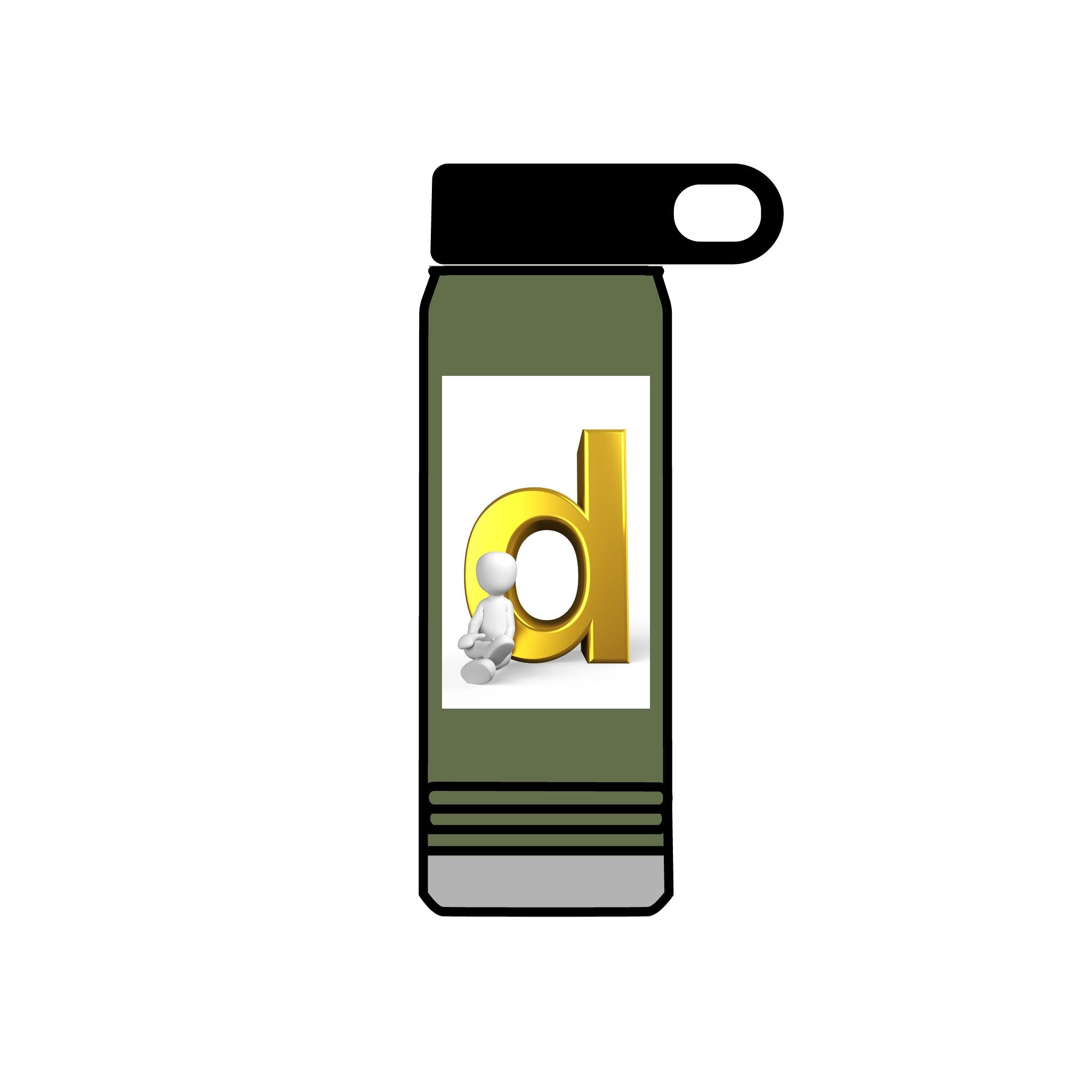 Lowercase Letter D with 3D Character Water Bottle | 20oz