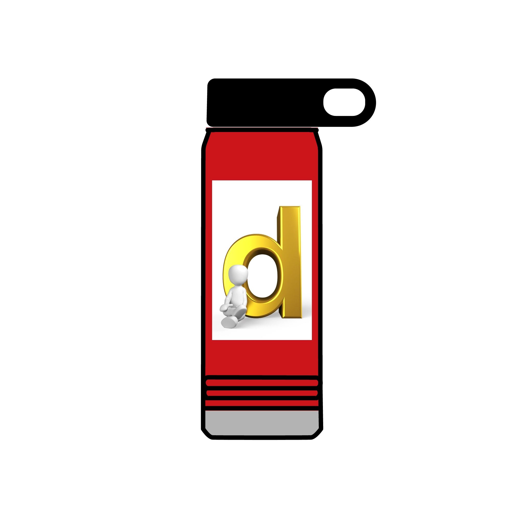 Lowercase Gold Letter D with Figure Water Bottle | 20oz Stainless Bottle