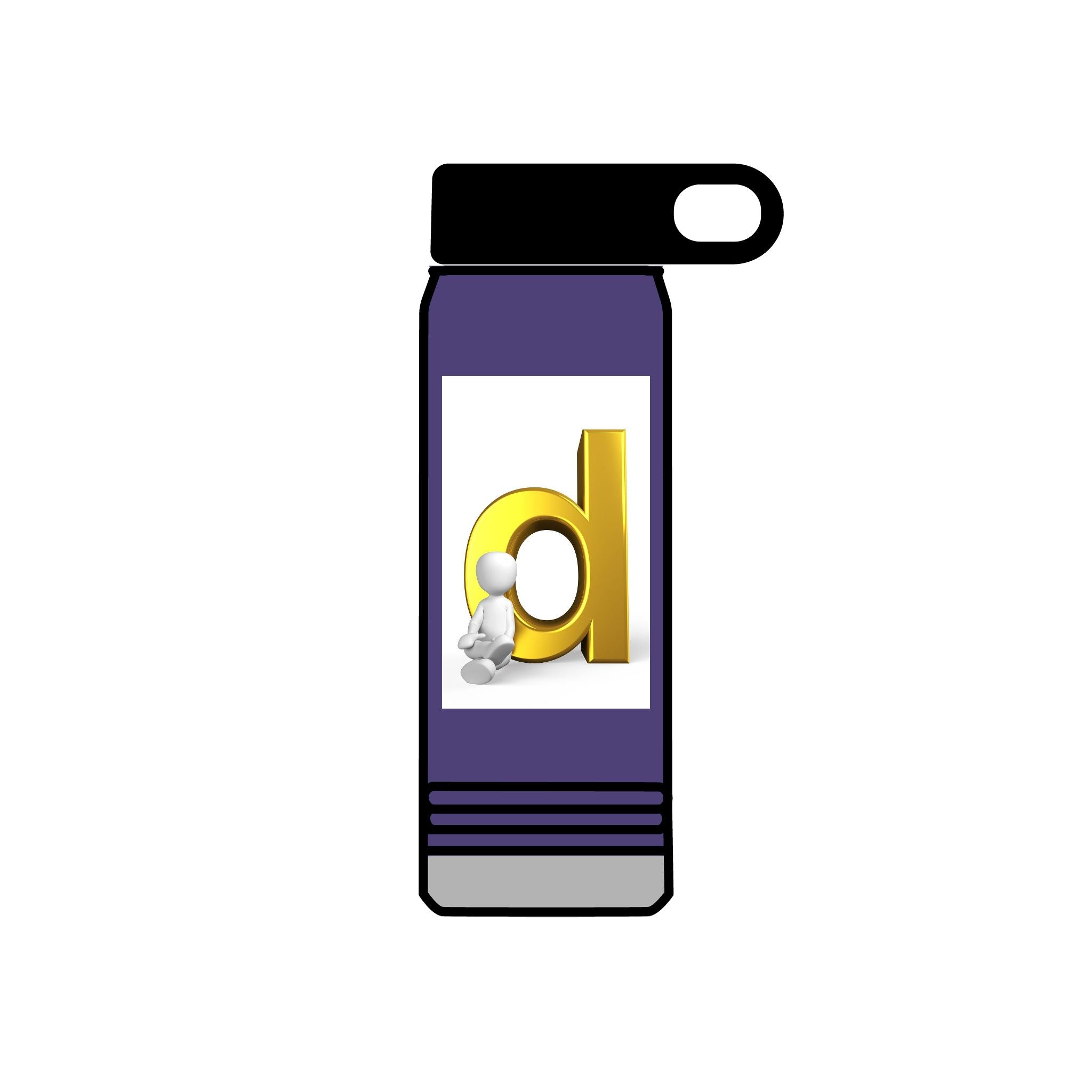 Lowercase Letter D with 3D Character Water Bottle | 20oz