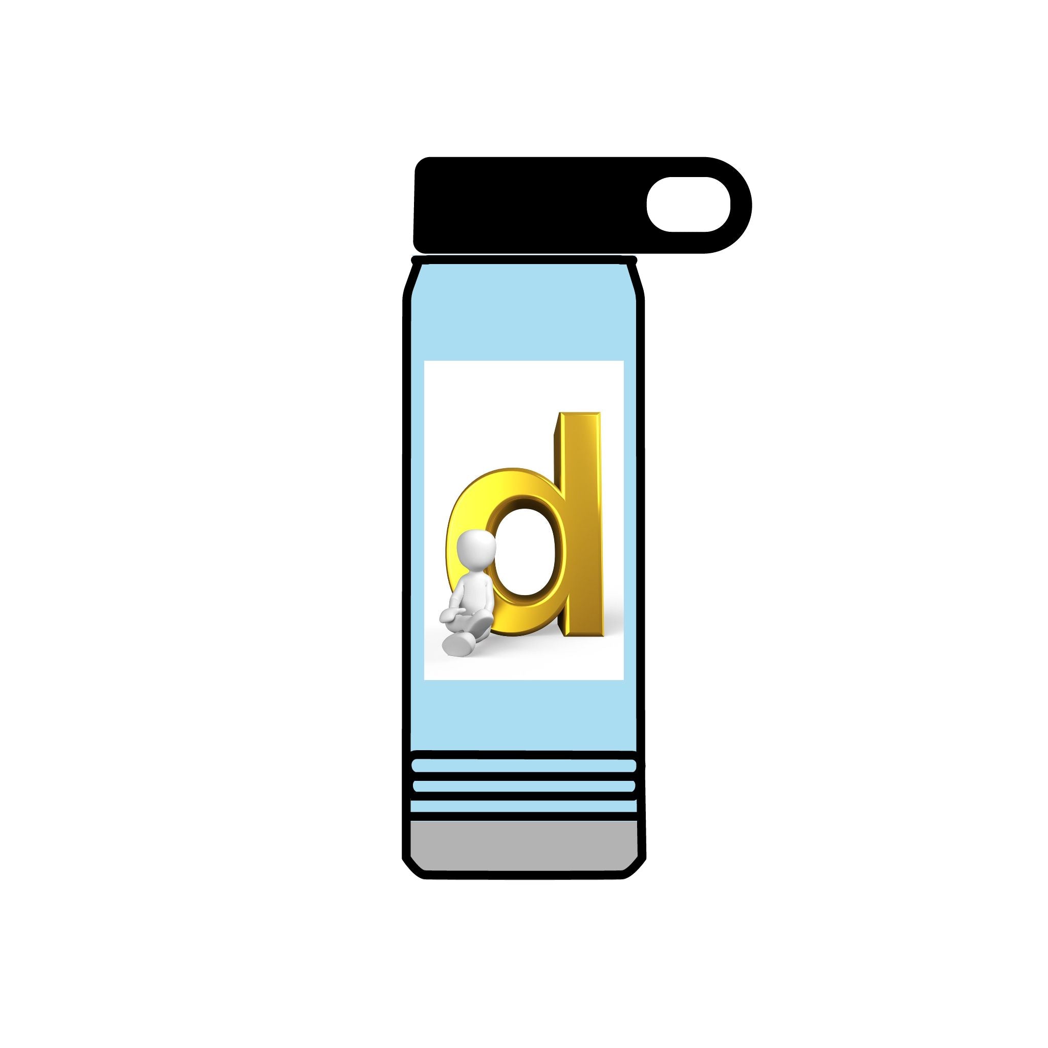 Lowercase Gold Letter D with Figure Water Bottle | 20oz Stainless Bottle