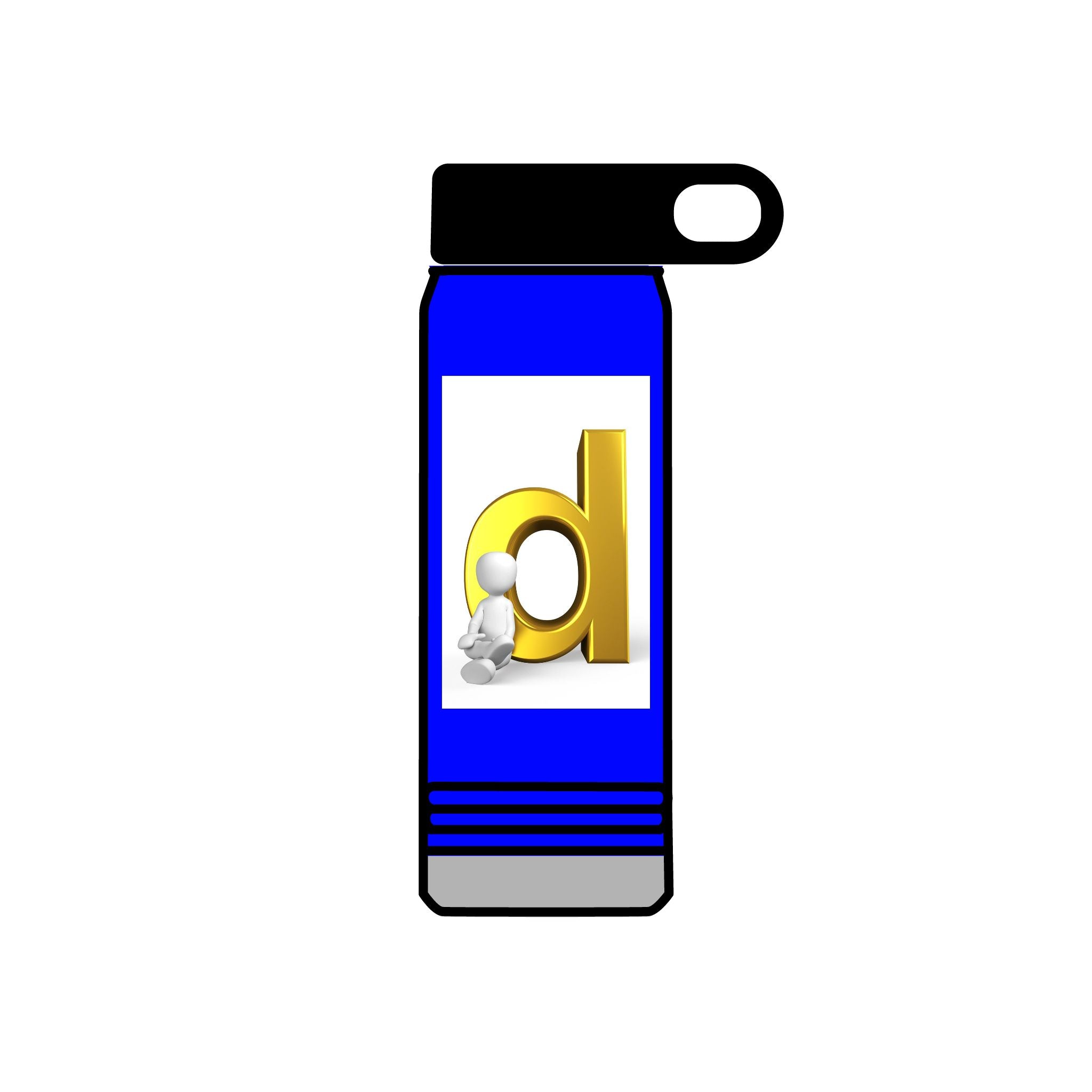 Lowercase Gold Letter D with Figure Water Bottle | 20oz Stainless Bottle
