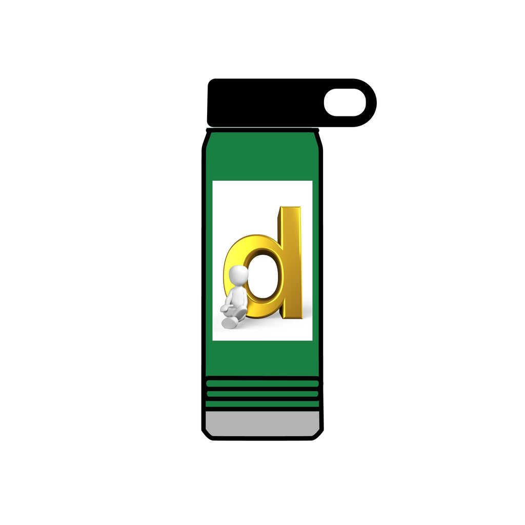 Lowercase Gold Letter D with Figure Water Bottle | 20oz Stainless Bottle