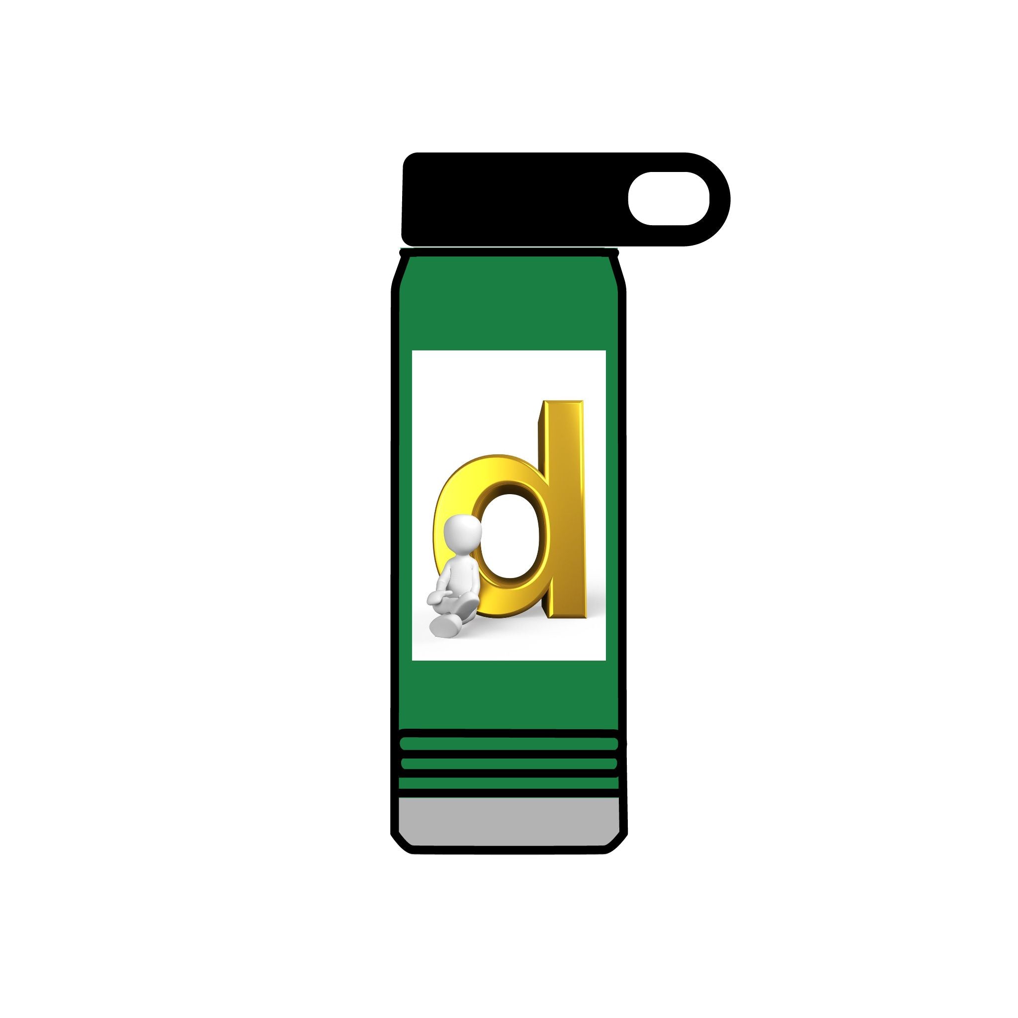 Lowercase Gold Letter D with Figure Water Bottle | 20oz Stainless Bottle