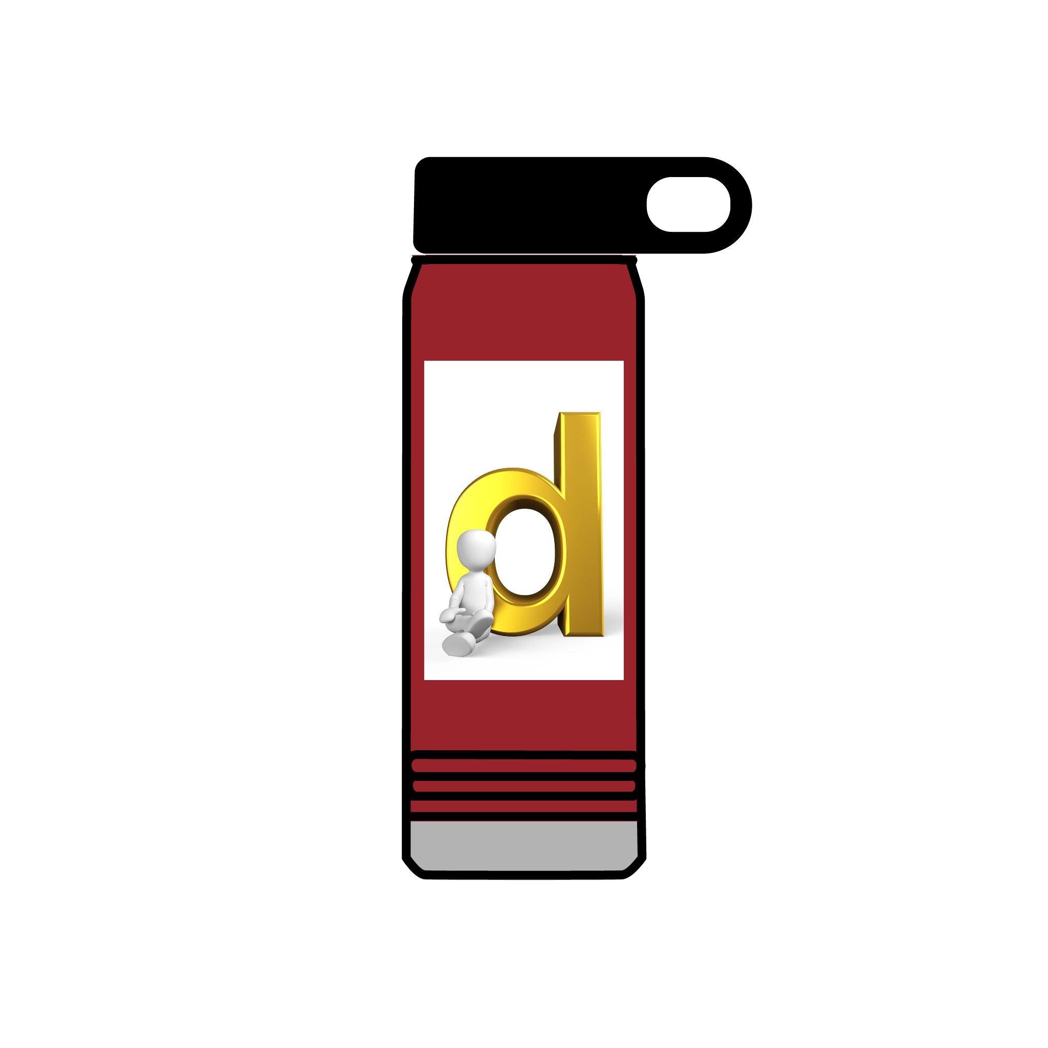 Lowercase Letter D with 3D Character Water Bottle | 20oz