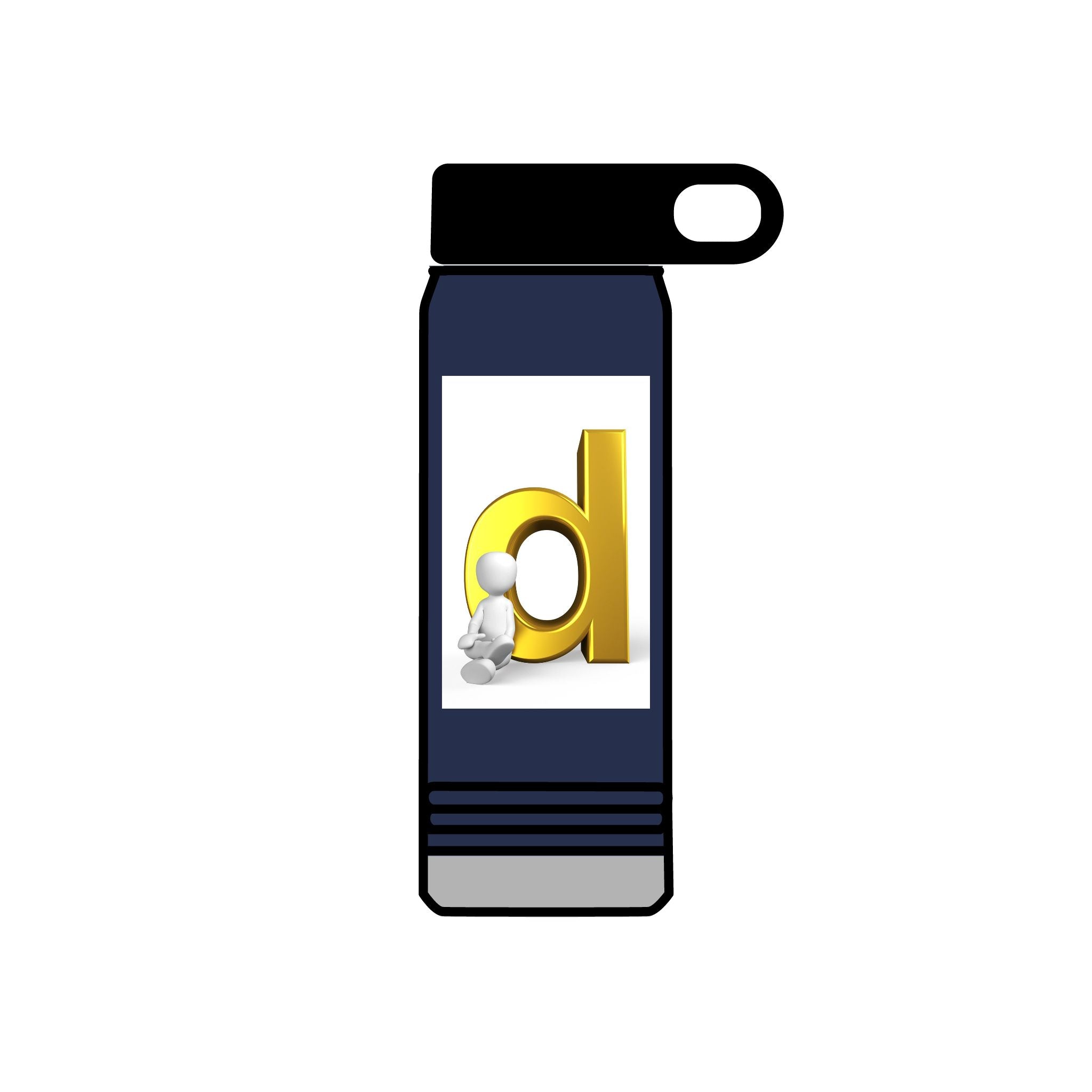 Lowercase Letter D with 3D Character Water Bottle | 20oz