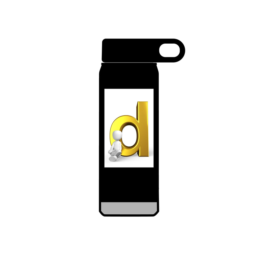 Lowercase Gold Letter D with Figure Water Bottle | 20oz Stainless Bottle