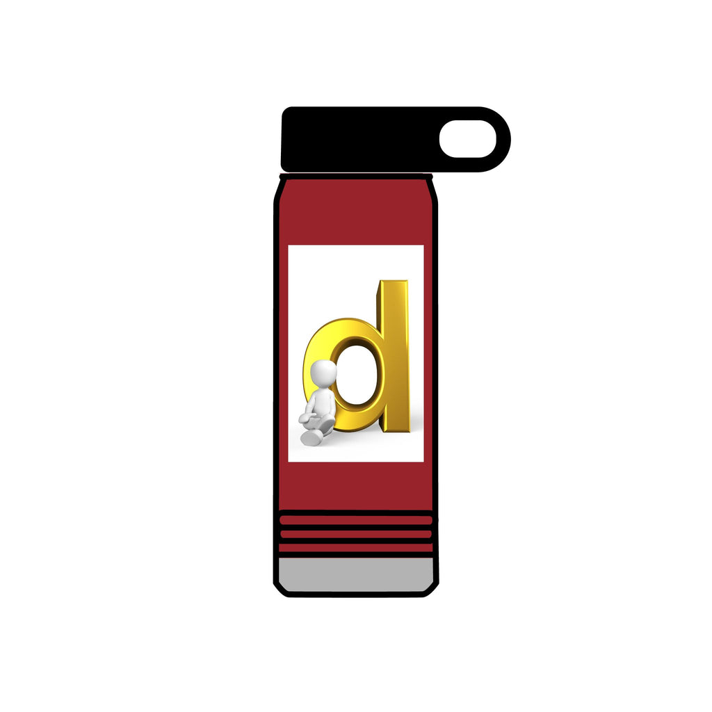 Lowercase Gold Letter D with Figure Water Bottle | 20oz Stainless Bottle
