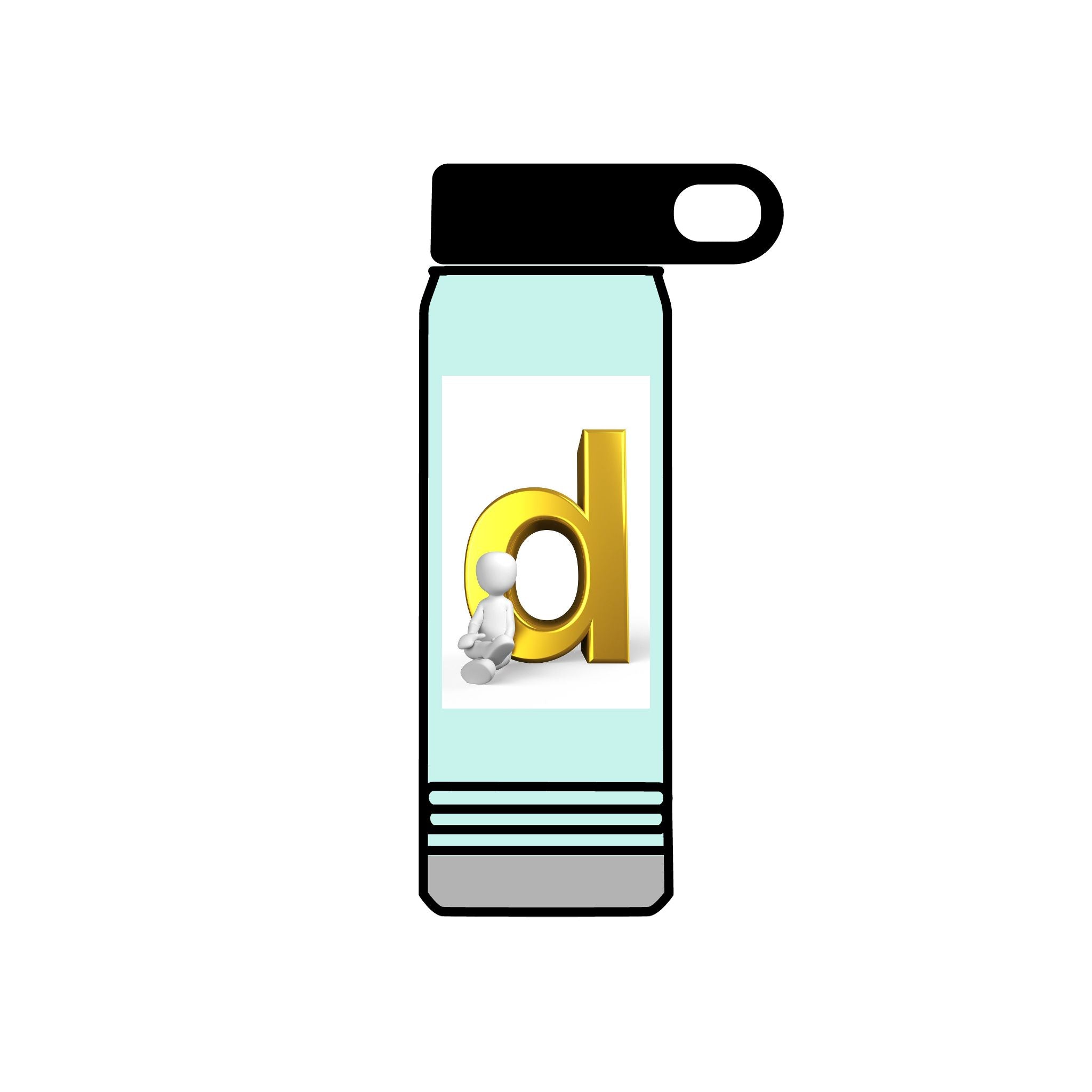 Lowercase Letter D with 3D Character Water Bottle | 20oz