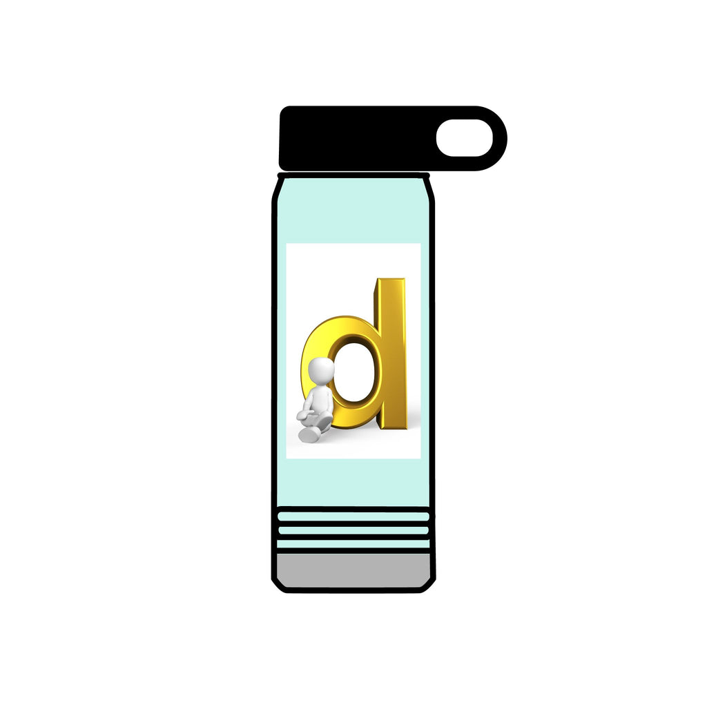Lowercase Gold Letter D with Figure Water Bottle | 20oz Stainless Bottle