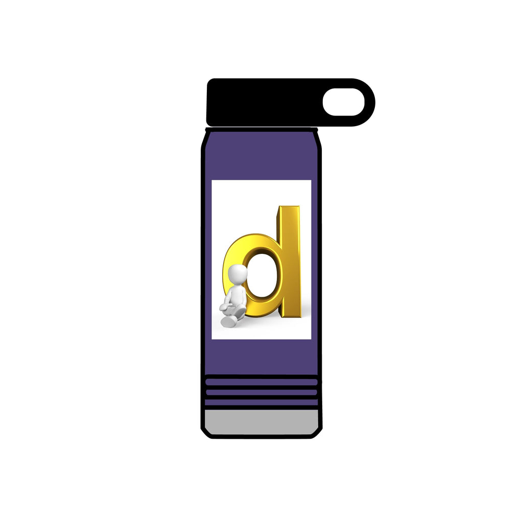Lowercase Gold Letter D with Figure Water Bottle | 20oz Stainless Bottle