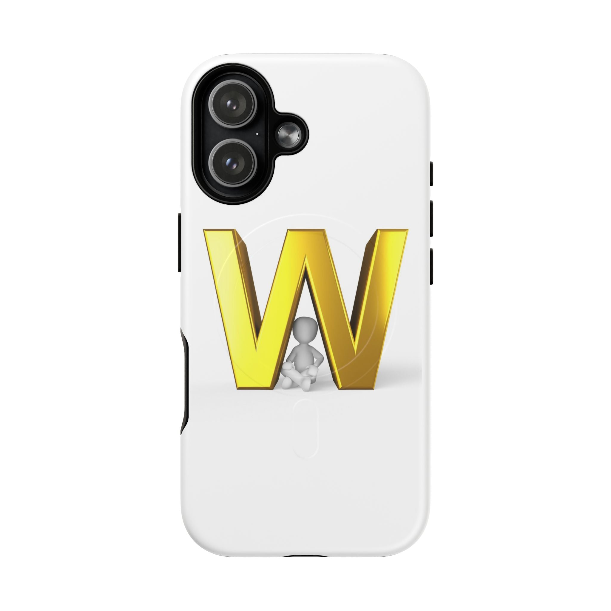 Coque de téléphone à monogramme lettre W or | Coque magnétique résistante