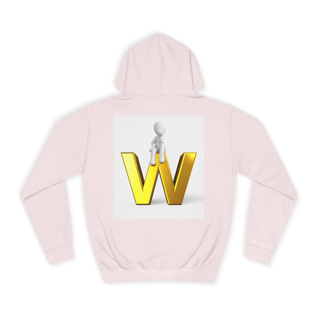 3D Gold W Letter with Sitting Figure Hoodie | Initial W Sweatshirt