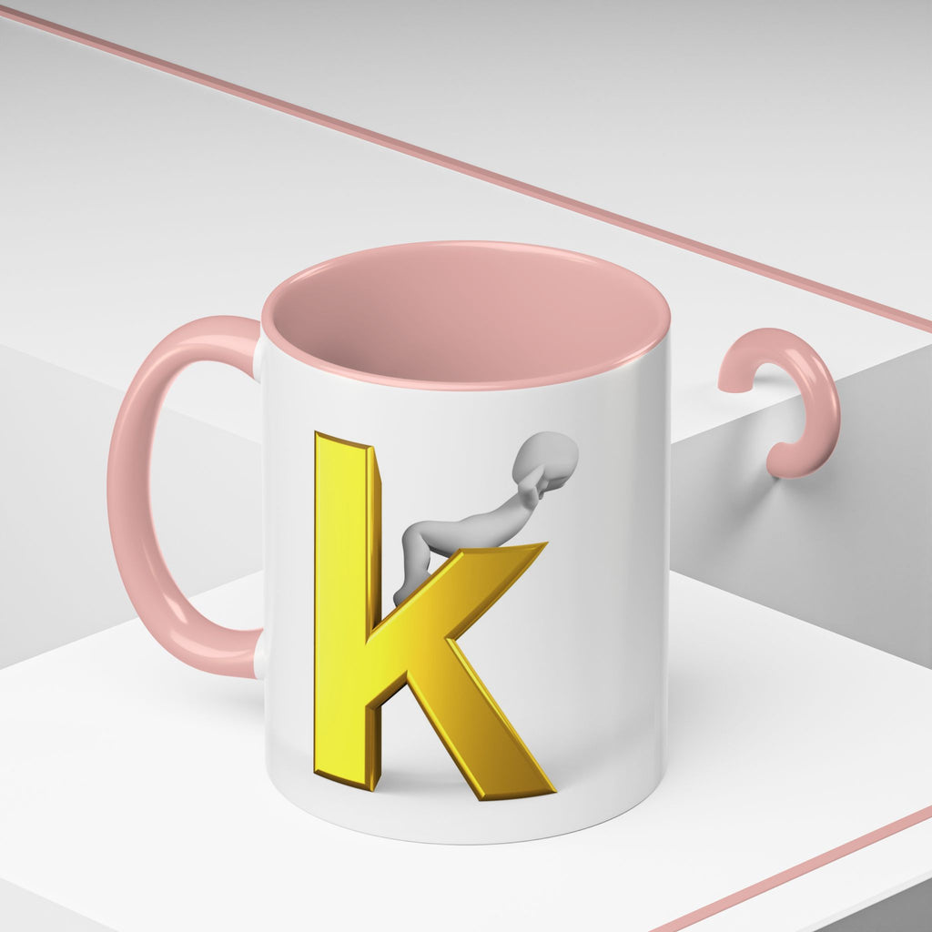 Tasse à café avec lettre K dorée | Tasse à anse colorée 325 ml ou 443 ml