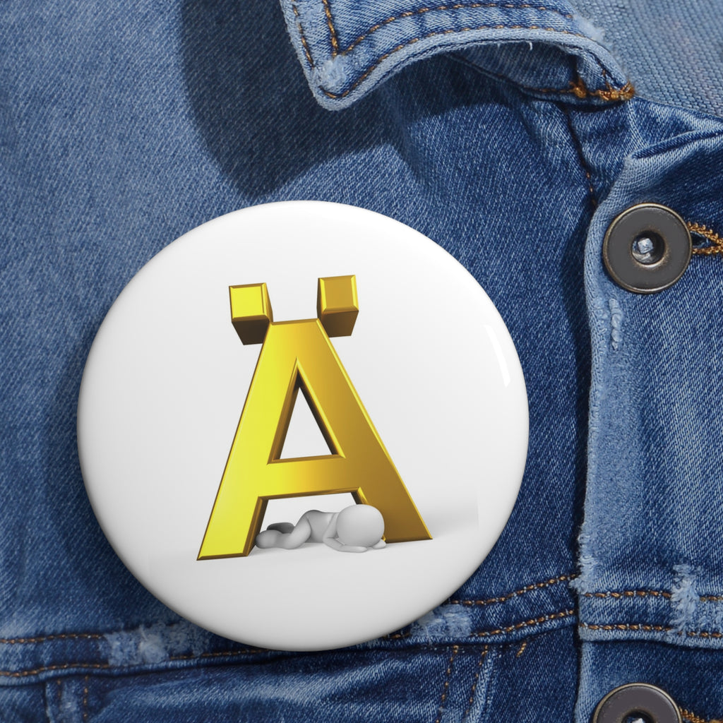 Gold 3D Letter A Pin Button | Custom Alphabet Pin