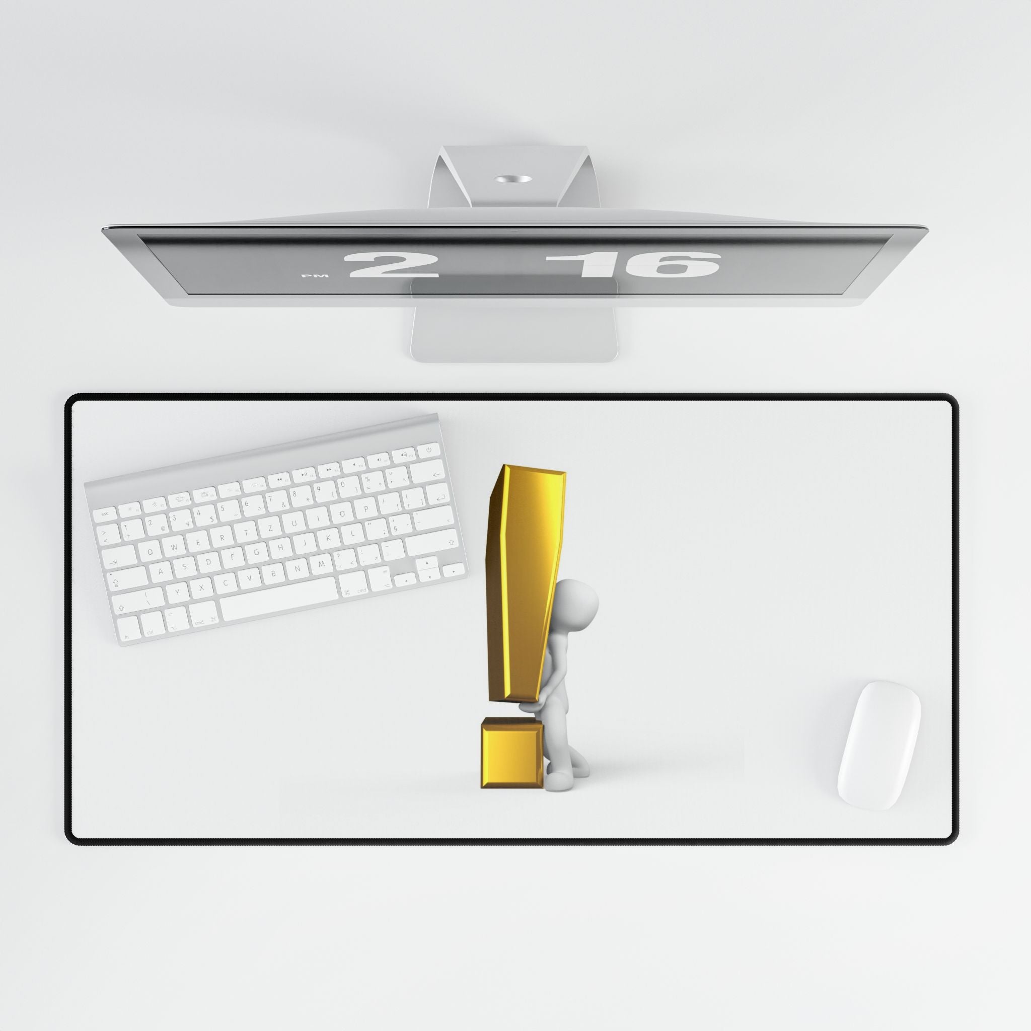 Gold Exclamation Mark Desk Mat | Minimalist Office Mouse Pad
