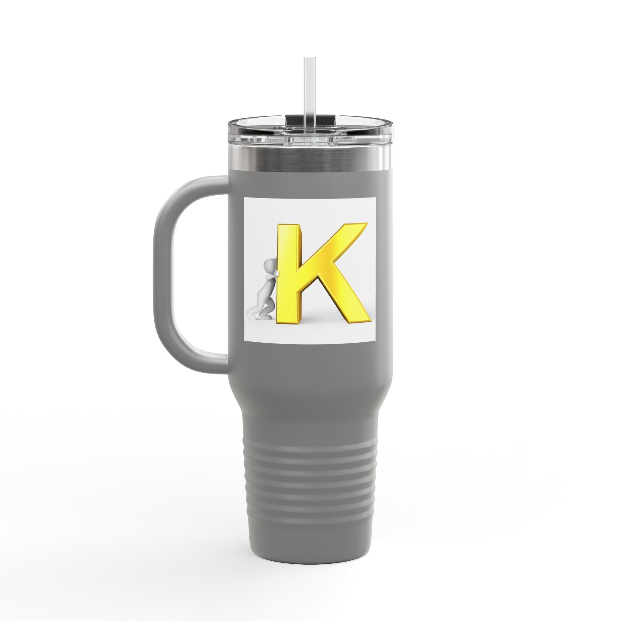 Yellow 3D Letter K monogram Insulated Travel Mug | 40oz