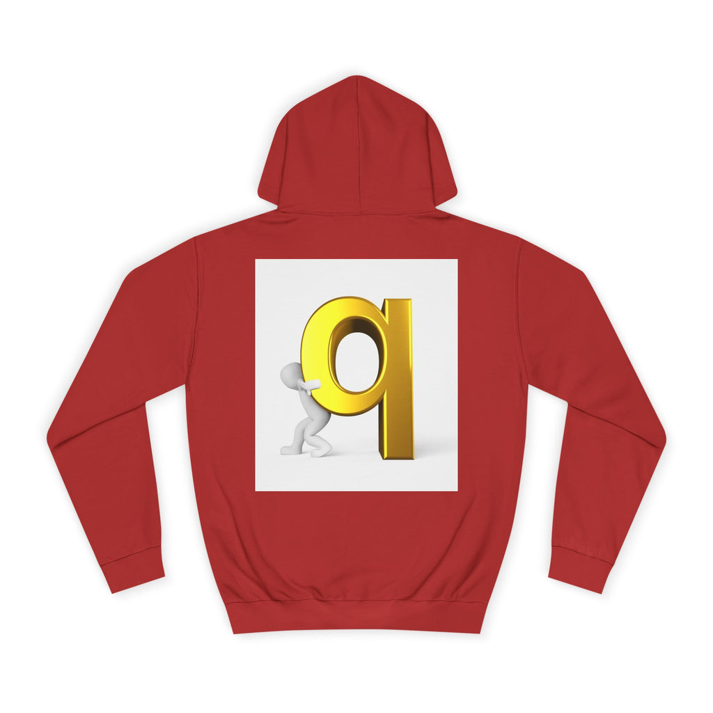 Gold Letter Q Hoodie | 3D Figure Pushing Q Graphic
