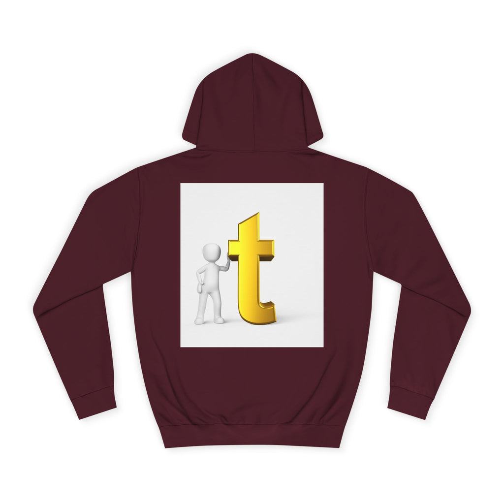 3D Gold Letter T Hoodie | Minimal Letterman Initial Sweatshirt