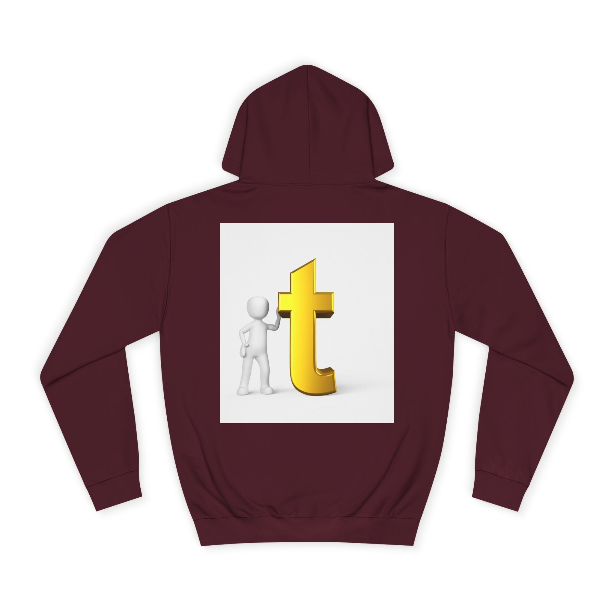 3D Gold Letter T Hoodie | Minimal Letterman Initial Sweatshirt