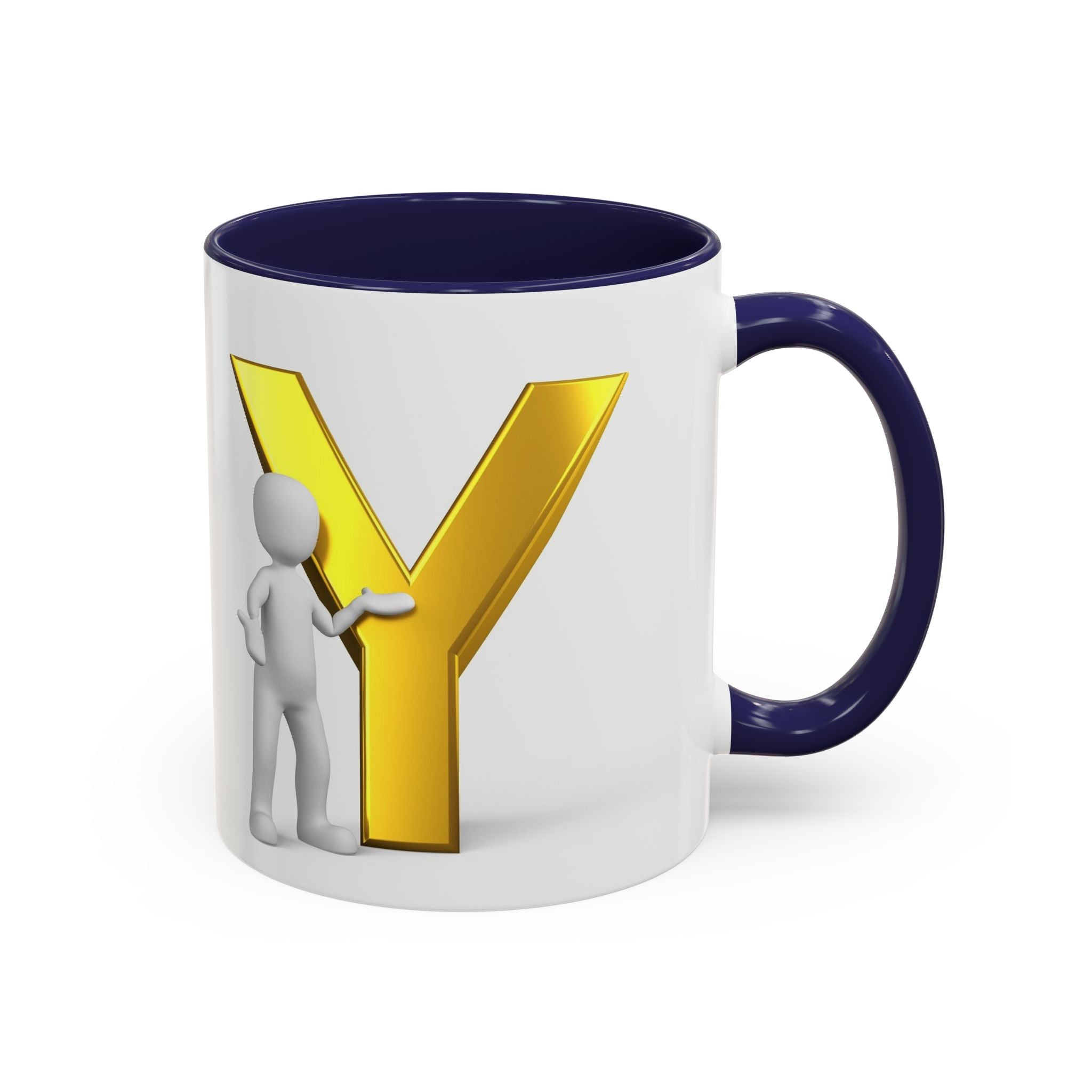 Goldbuchstabe Y mit Motiv Kaffeetasse | Akzentgriff und Innenseite