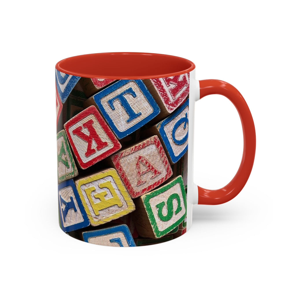 Alphabet Blocks Accent Coffee Mug | Kids Toy Letter Pattern