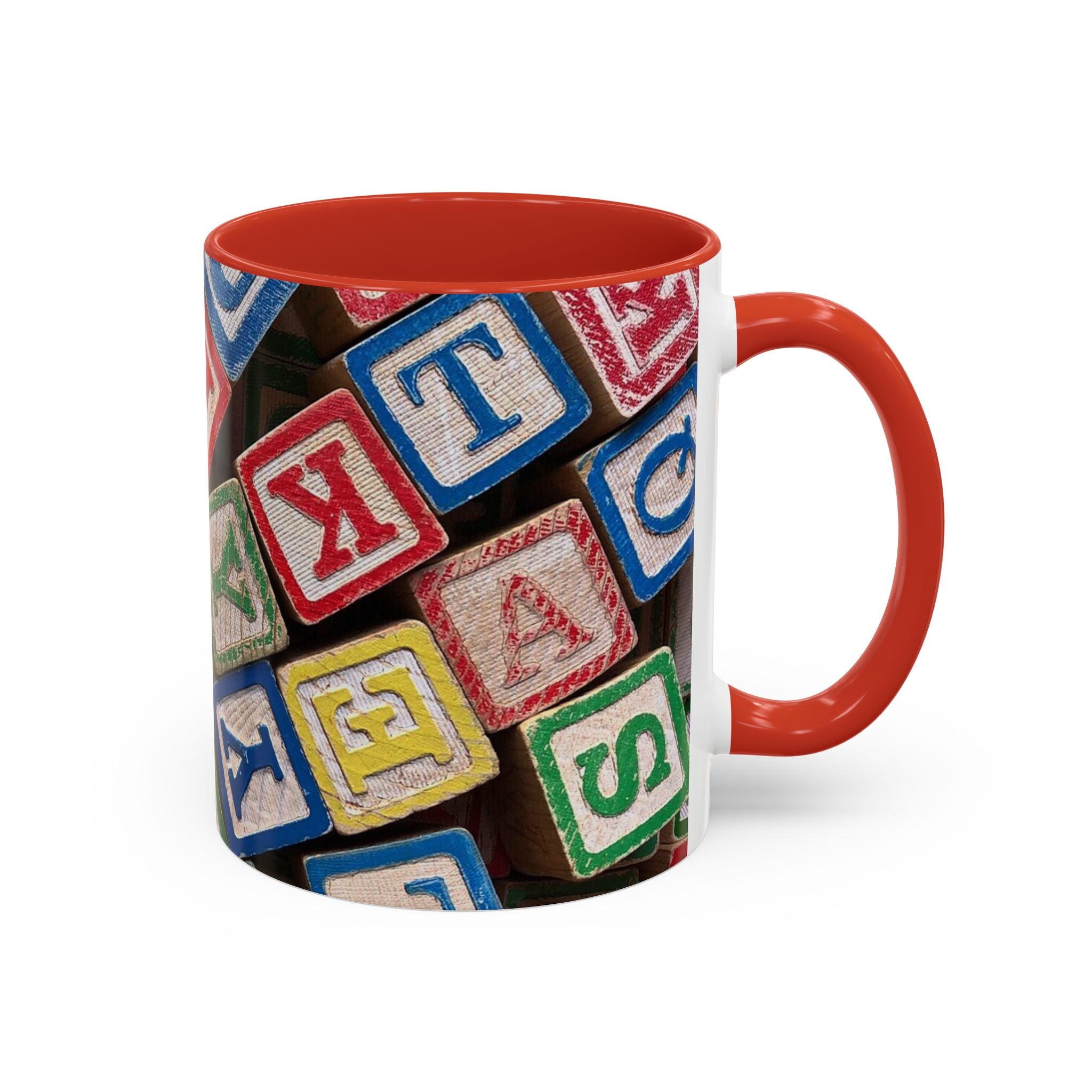 Alphabet Blocks Accent Coffee Mug | Kids Toy Letter Pattern