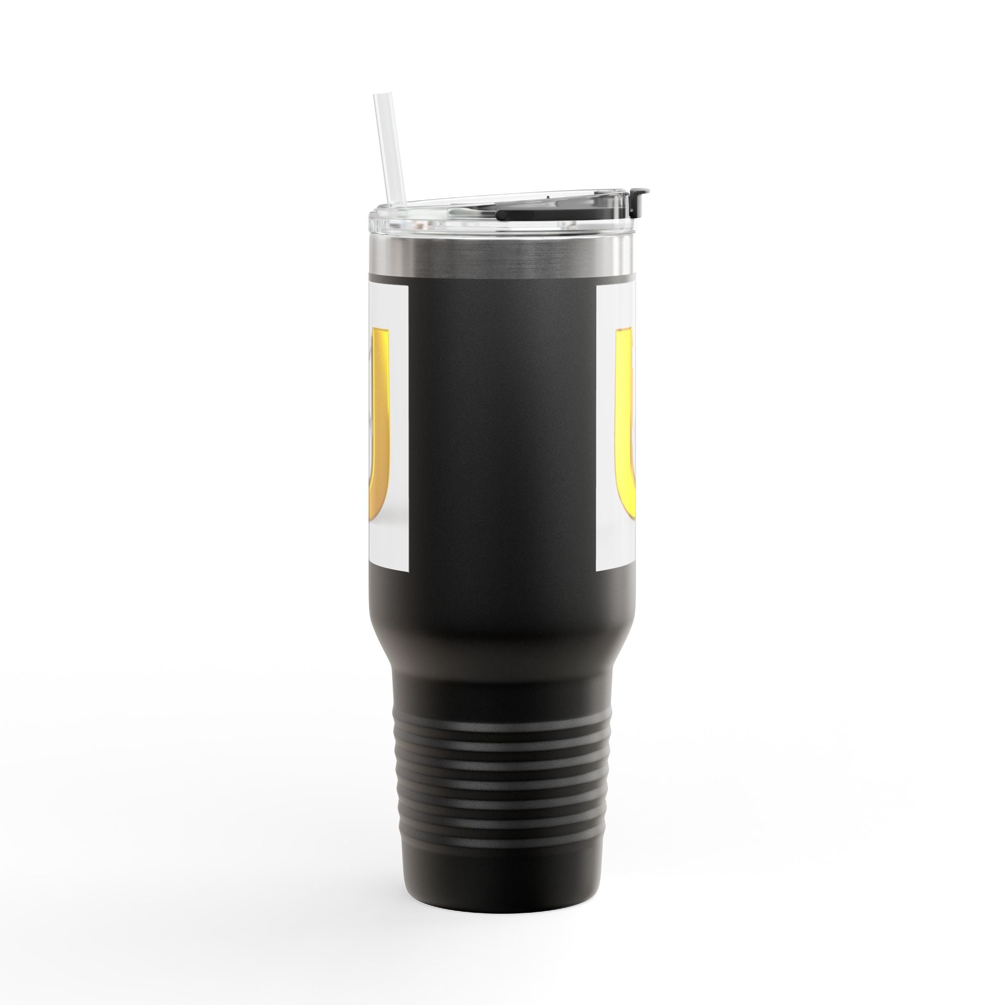 Gobelet de voyage isotherme 40 oz avec lettre U dorée en 3D et figurine | Tumbler