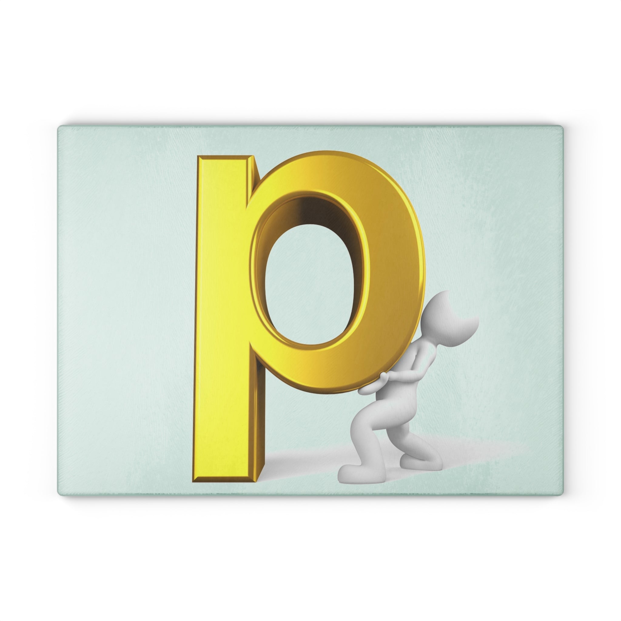 Gold Letter P Illustration Glass Cutting Board | Alphabet Kitchen Décor