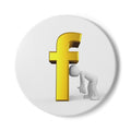 Gold F Letter Illustration Ceramic Coaster | Funny Leaning Stick Figure