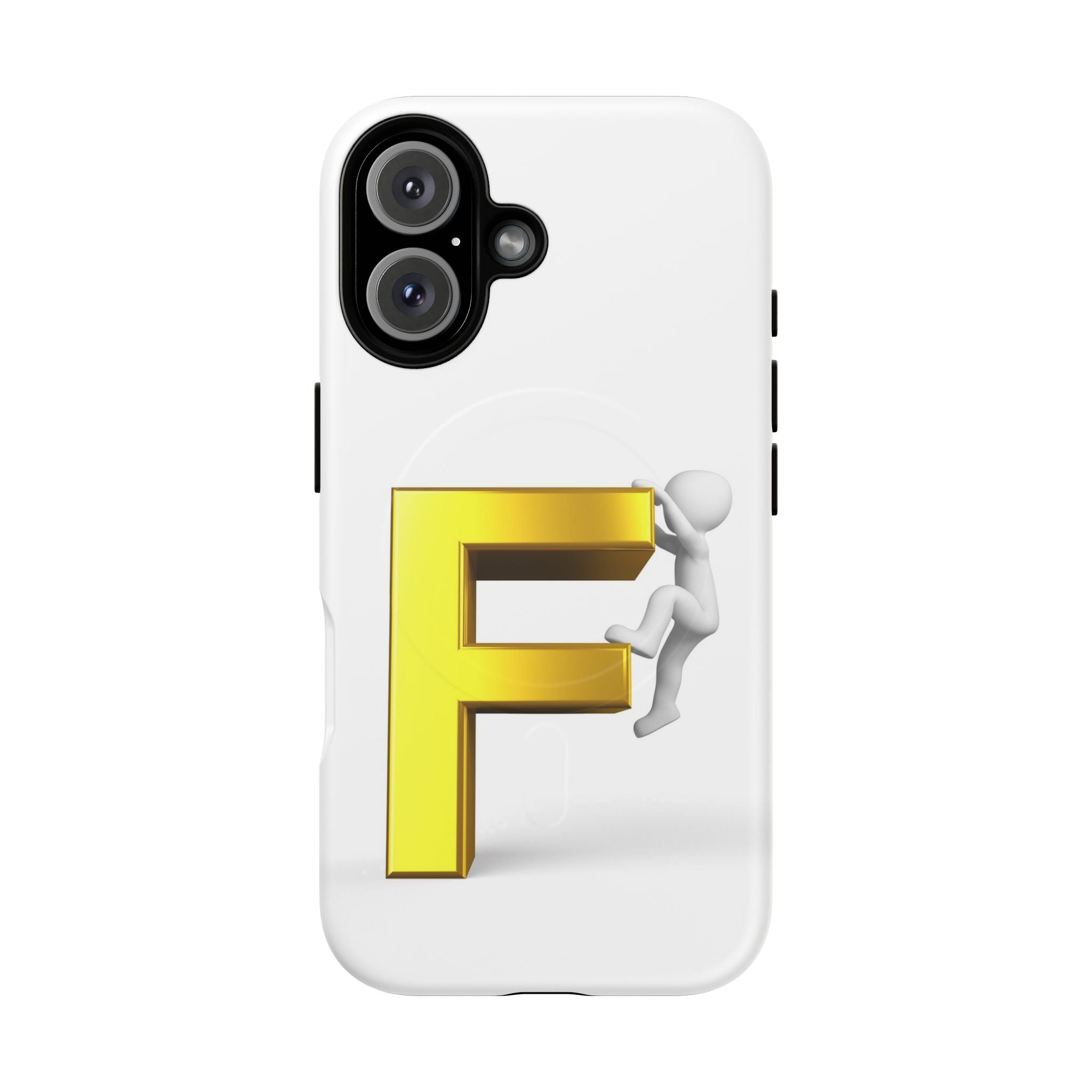 3D Gold Letter F Climber Phone Case | Magnetic Tough Case