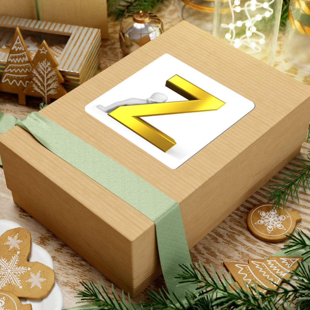 Gold 3D Letter Z Sticker | Alphabet Initial Laptop Decal