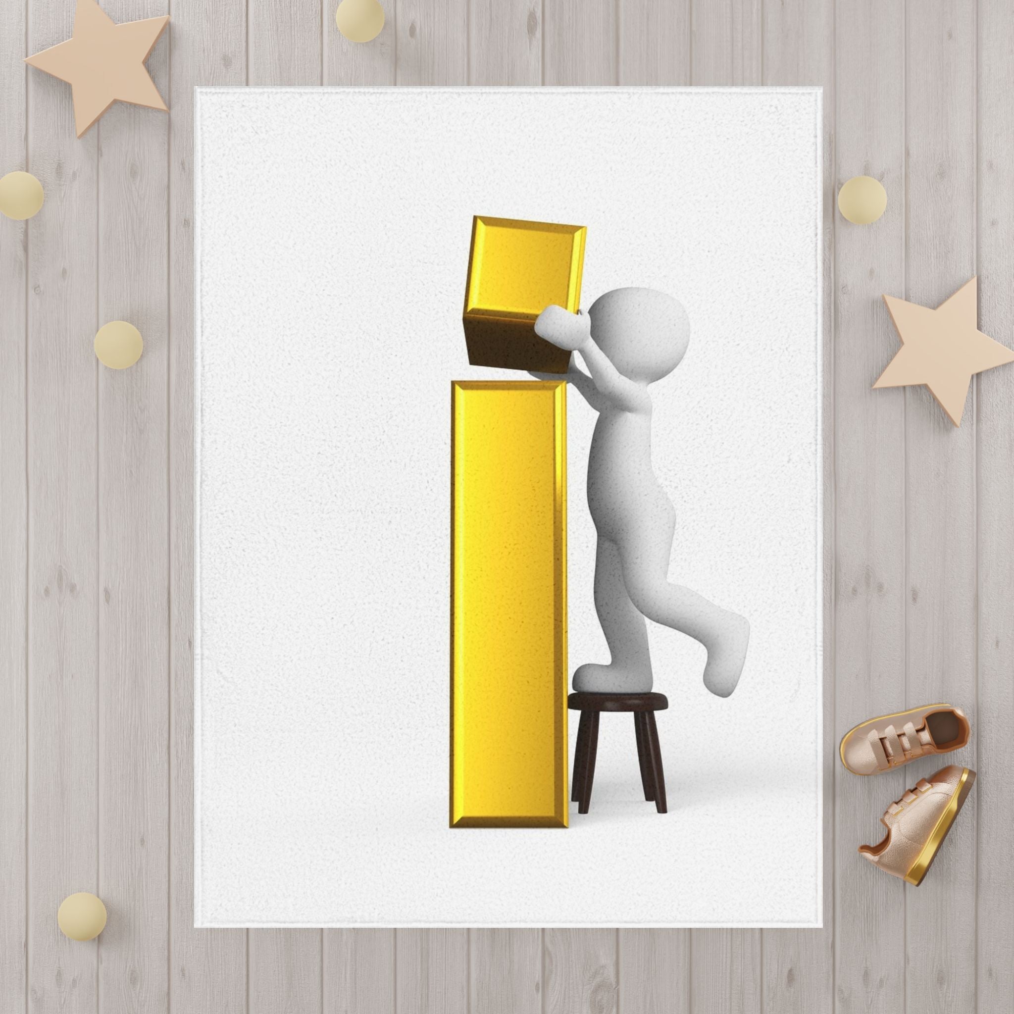 3D Stick Figure Building Letter i Toddler Blanket | Playful Learning, Nursery Decor