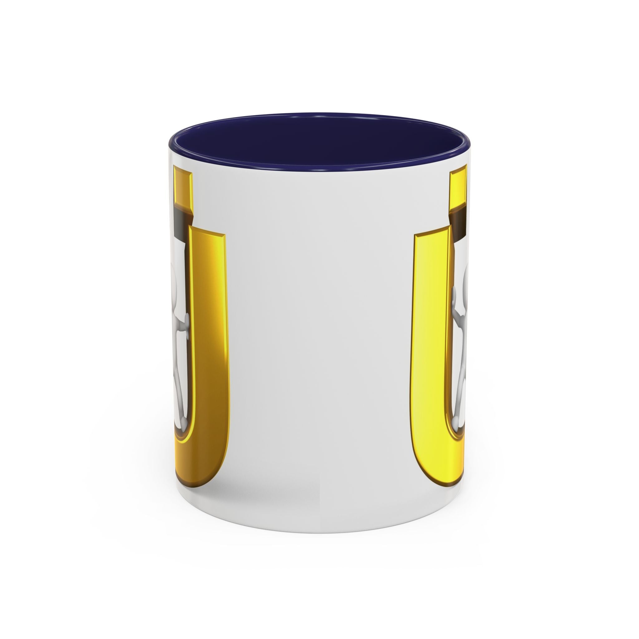 Tasse à café 3D « Lettre Ü dorée avec figurine stylisée » | Mug à anse de couleur