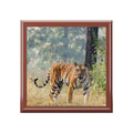 Bengal Tiger Portrait Jewelry Box | Black Lacquer Trinket Storage