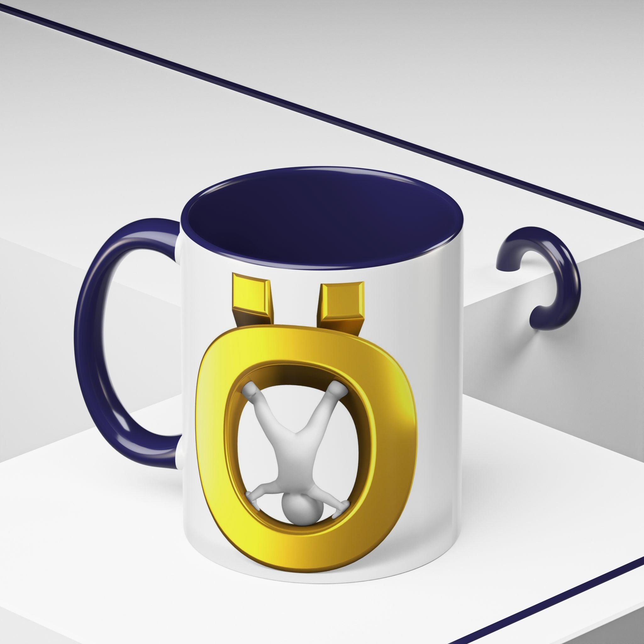 3D Gold Ö Letter Coffee Mug | Accent Handle, Black Interior