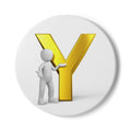 Gold Letter Y with Figure Ceramic Coaster | Initial Monogram Drink Mat