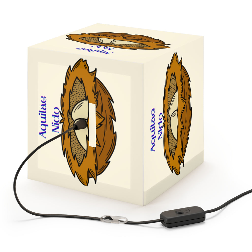 Nest with Eagle Eggs Light Cube Lamp | Nesting Bird Illustration, Latin Text