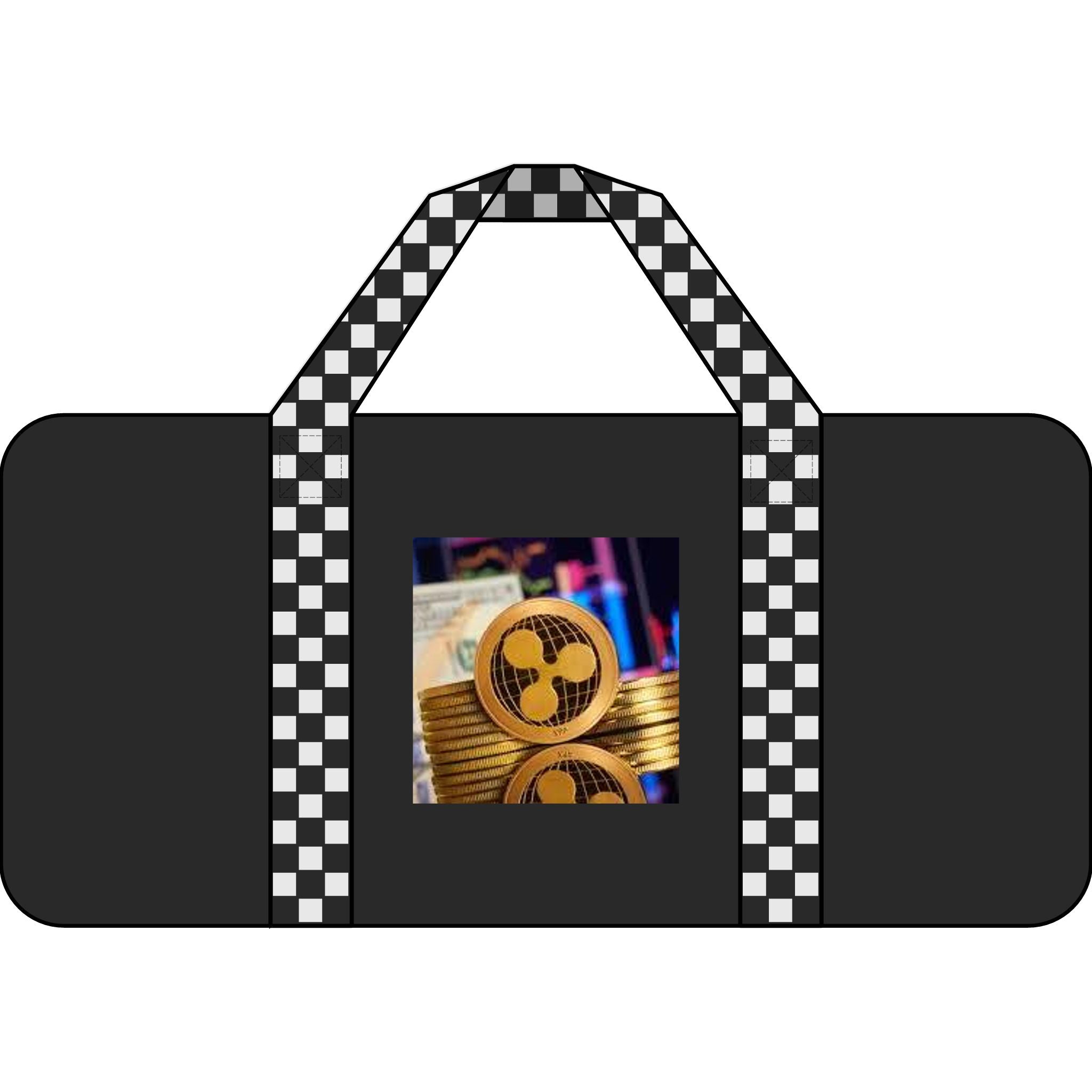 Ripple Logo Tripper Duffel Bag | Crypto Coin Graphic, Checker Strap