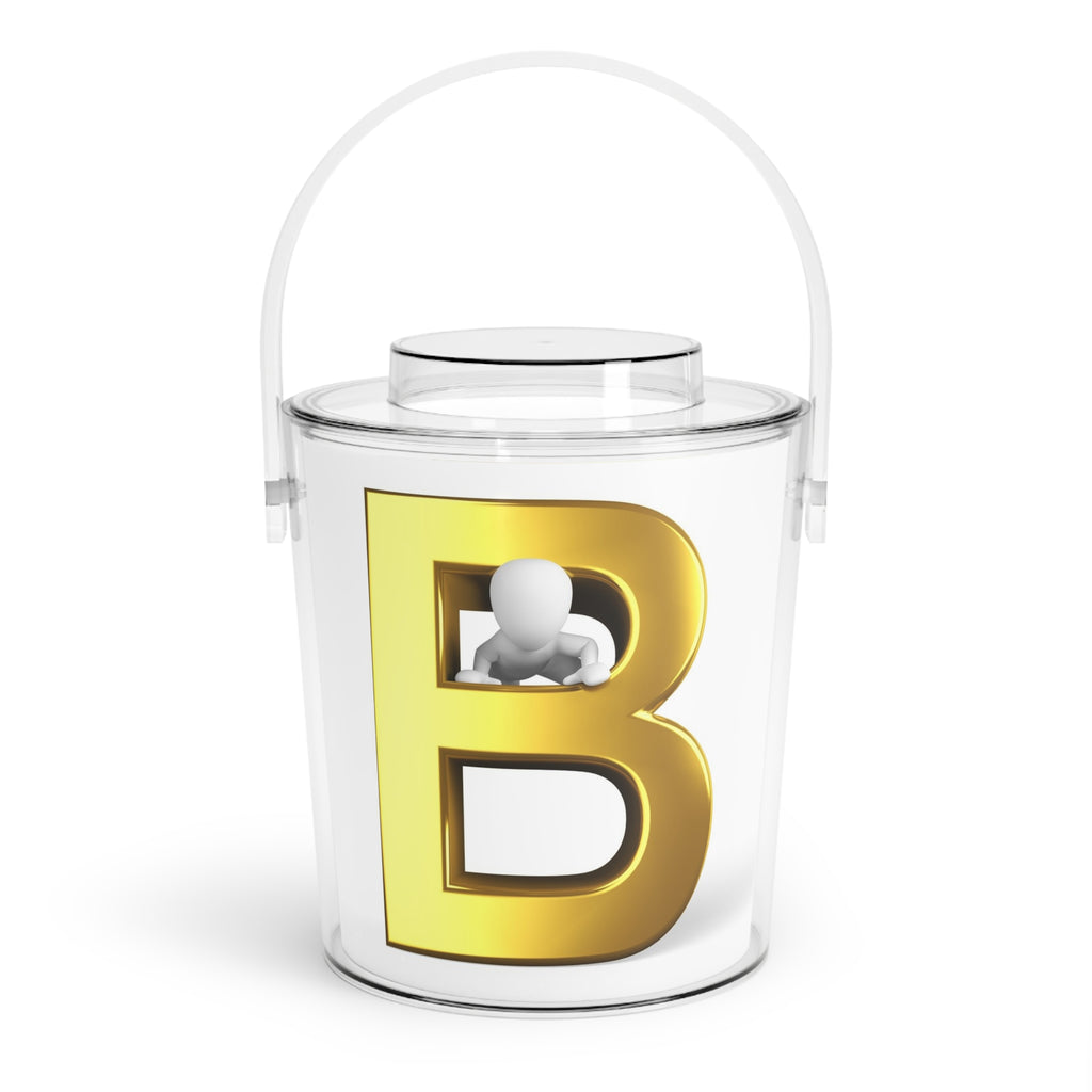 Gold Letter B design Ice Bucket | Monogram Initial beverage cooler