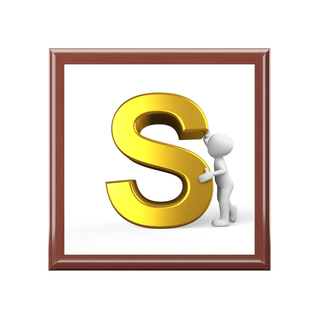 Gold Letter S Monogram Jewelry Box | Initial S Keepsake Box