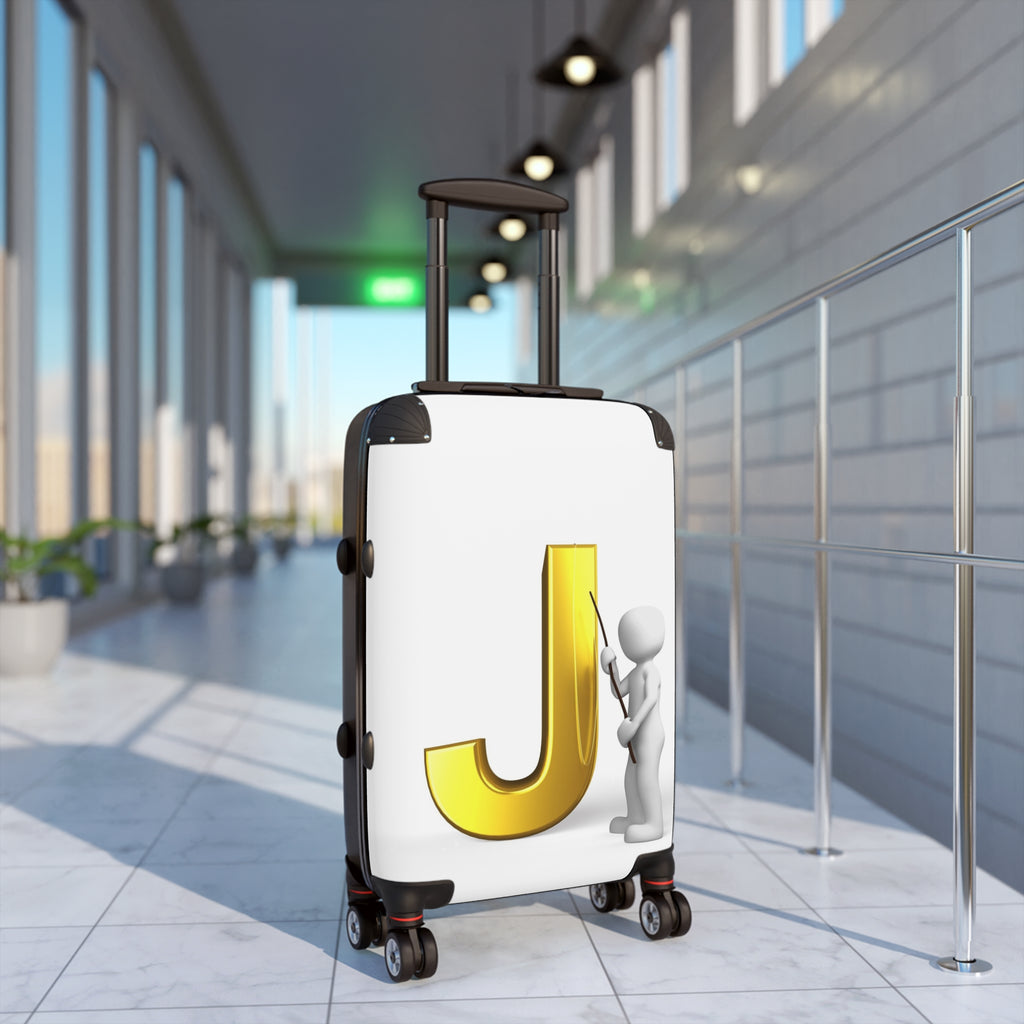 Gold Letter J Monogram Suitcase | Personalized Initial Luggage