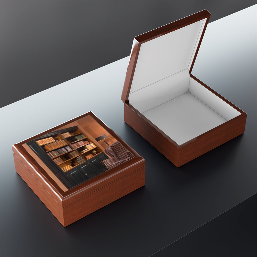 Vintage Library Bookshelf Jewelry Box | Book Lover Keepsake Box