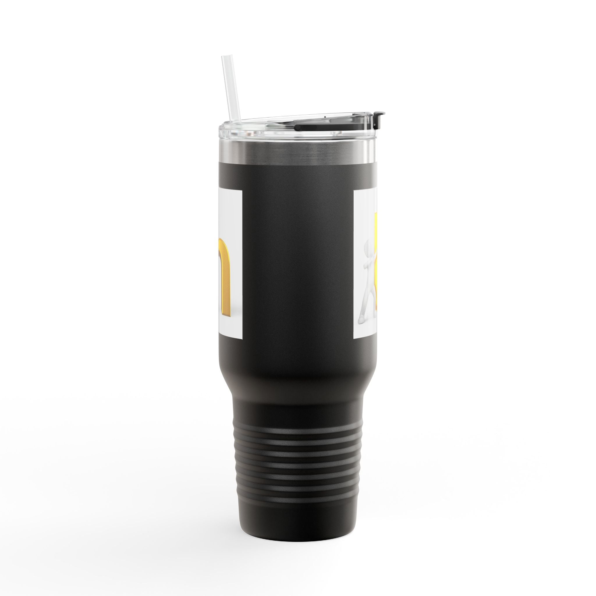 3D Gold Letter H with Figure | Travel Mug